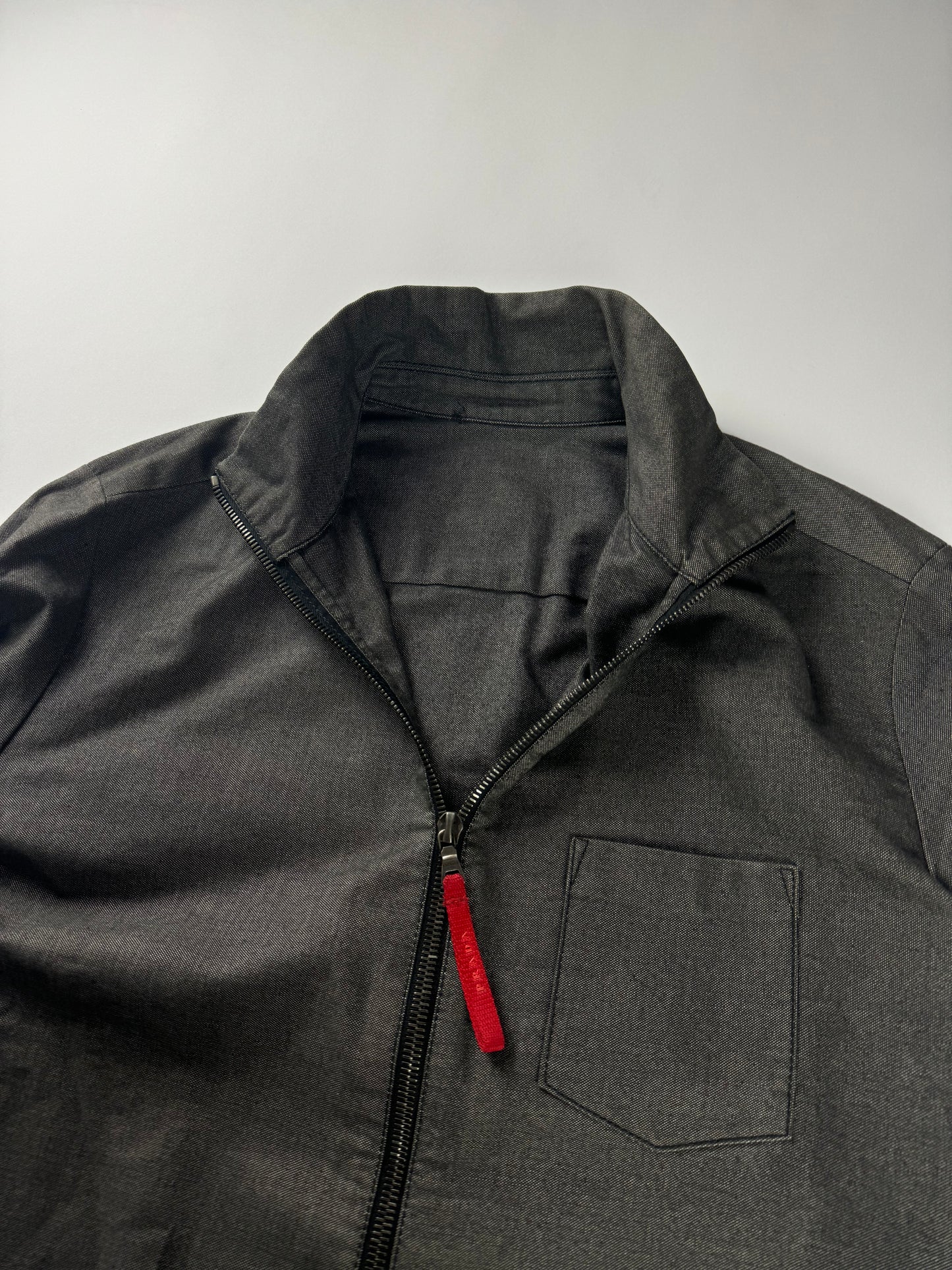 Prada Sample Smoke Double Zip Oversize Cotton Jacket 2000s - L