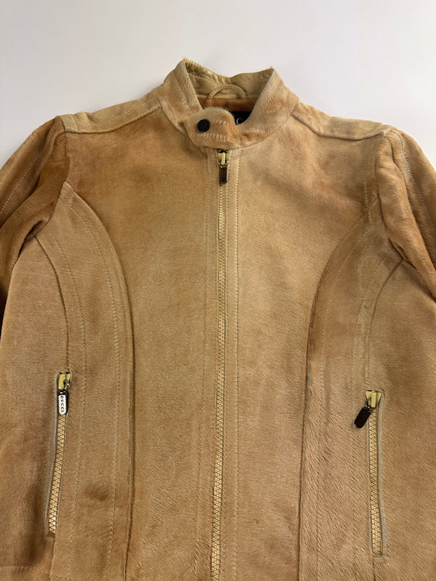 Gucci Tom Ford Camel Pony Hair Moto Jacket FW 1996 - M