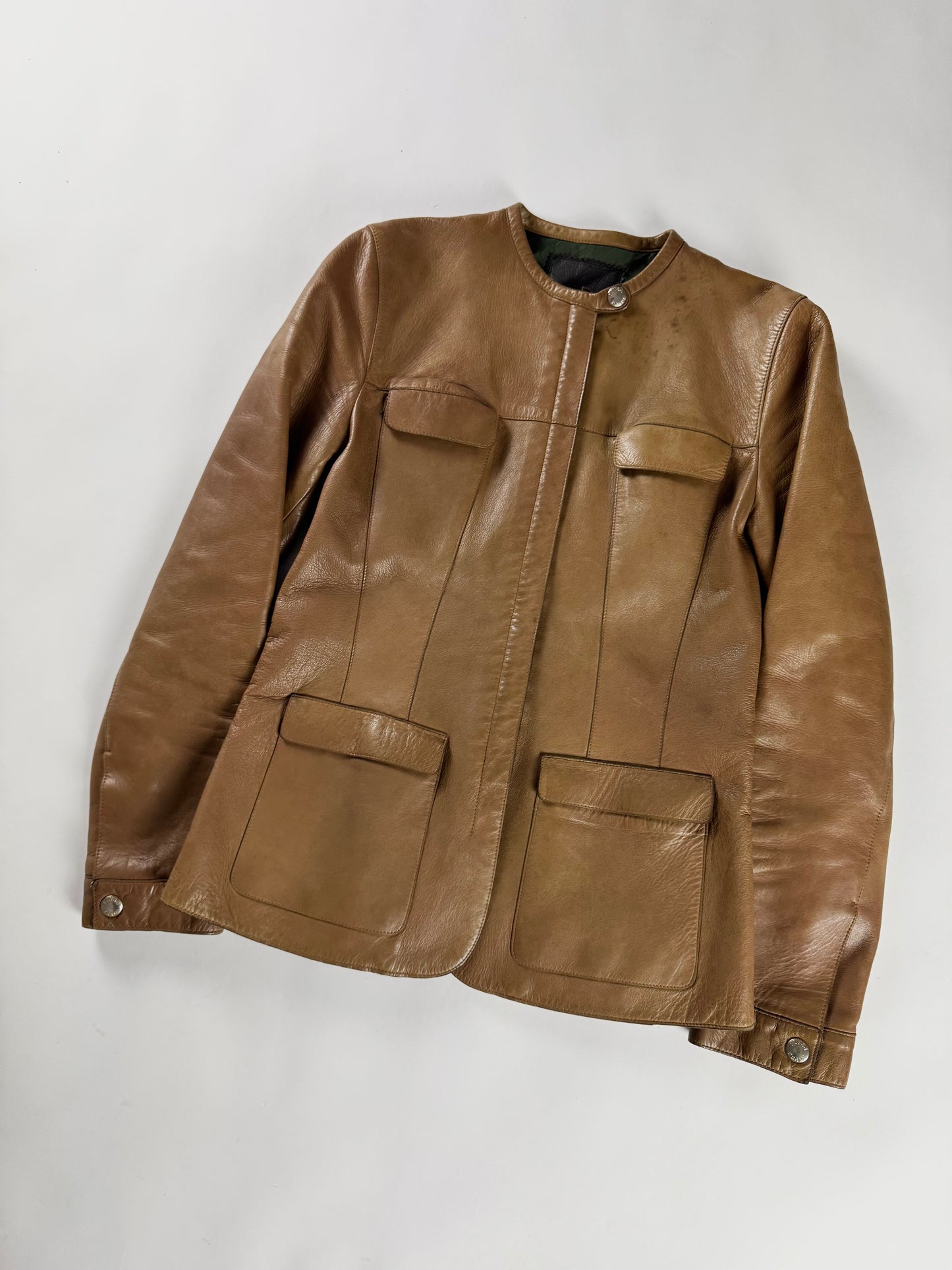 Prada Camel Cuffed Collar Leather Jacket FW 1999 - S