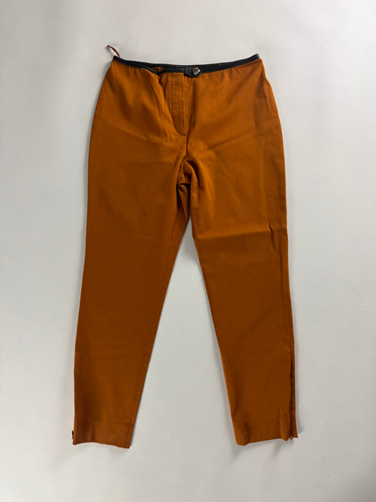 Prada Leather Cuffed Waist Amber Nylon Pants FW 1999 - S