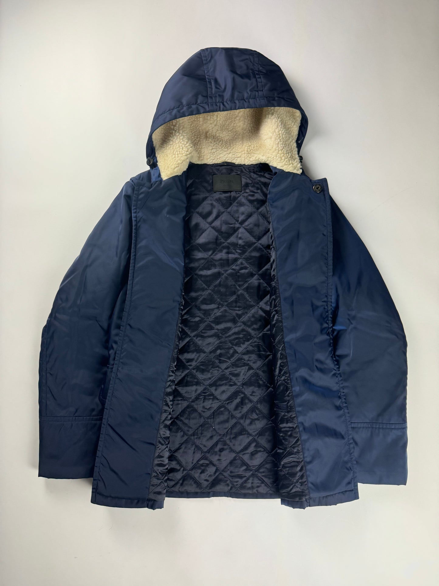 Prada Navy Arctic Hooded Long Parka Duffle Jacket - M