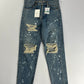 Balmain Sample Blue Painted Distressed Denim SS 2019 - 30 US