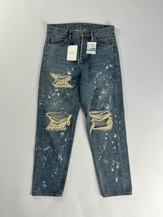 Balmain Sample Blue Painted Distressed Denim SS 2019 - 30 US