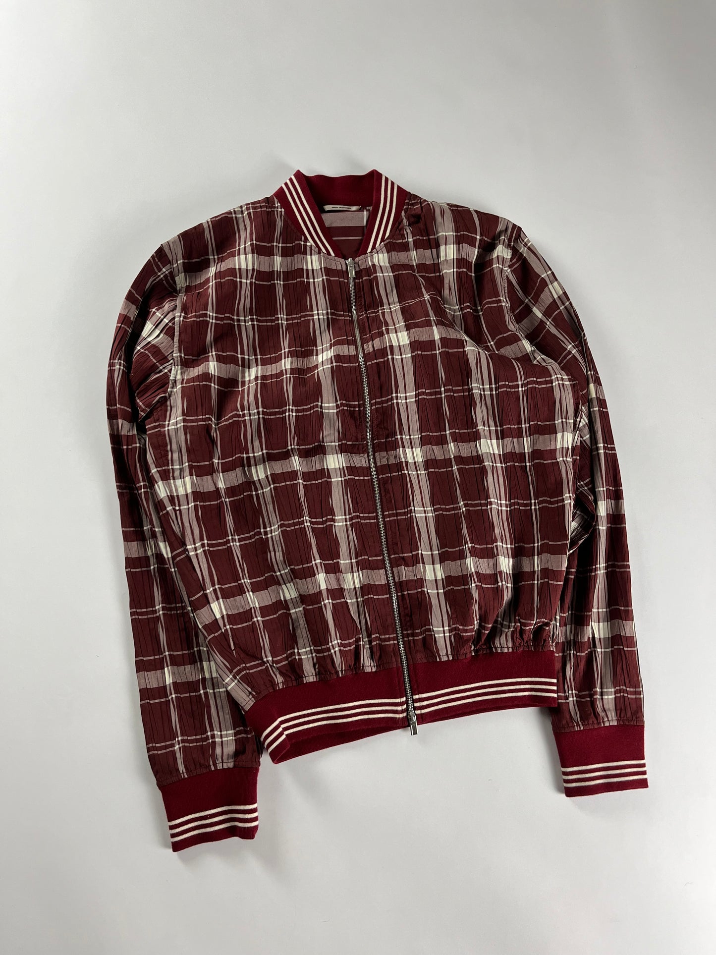 Hermès Bordeaux Plaid Check Bomber Jacket SS 2018 - S