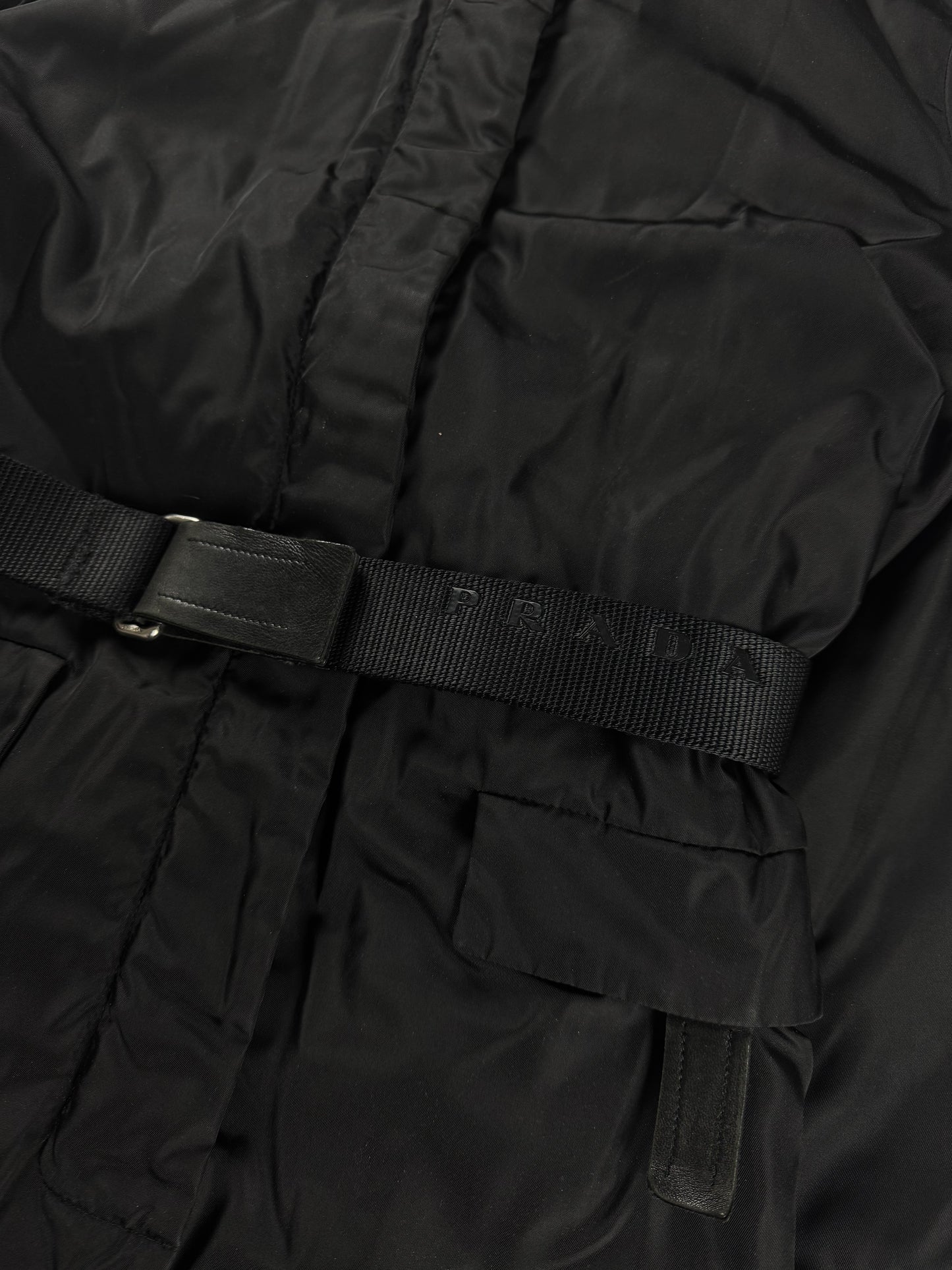 Prada Strapped Belted Nylon Hooded Coat FW 1999 - S