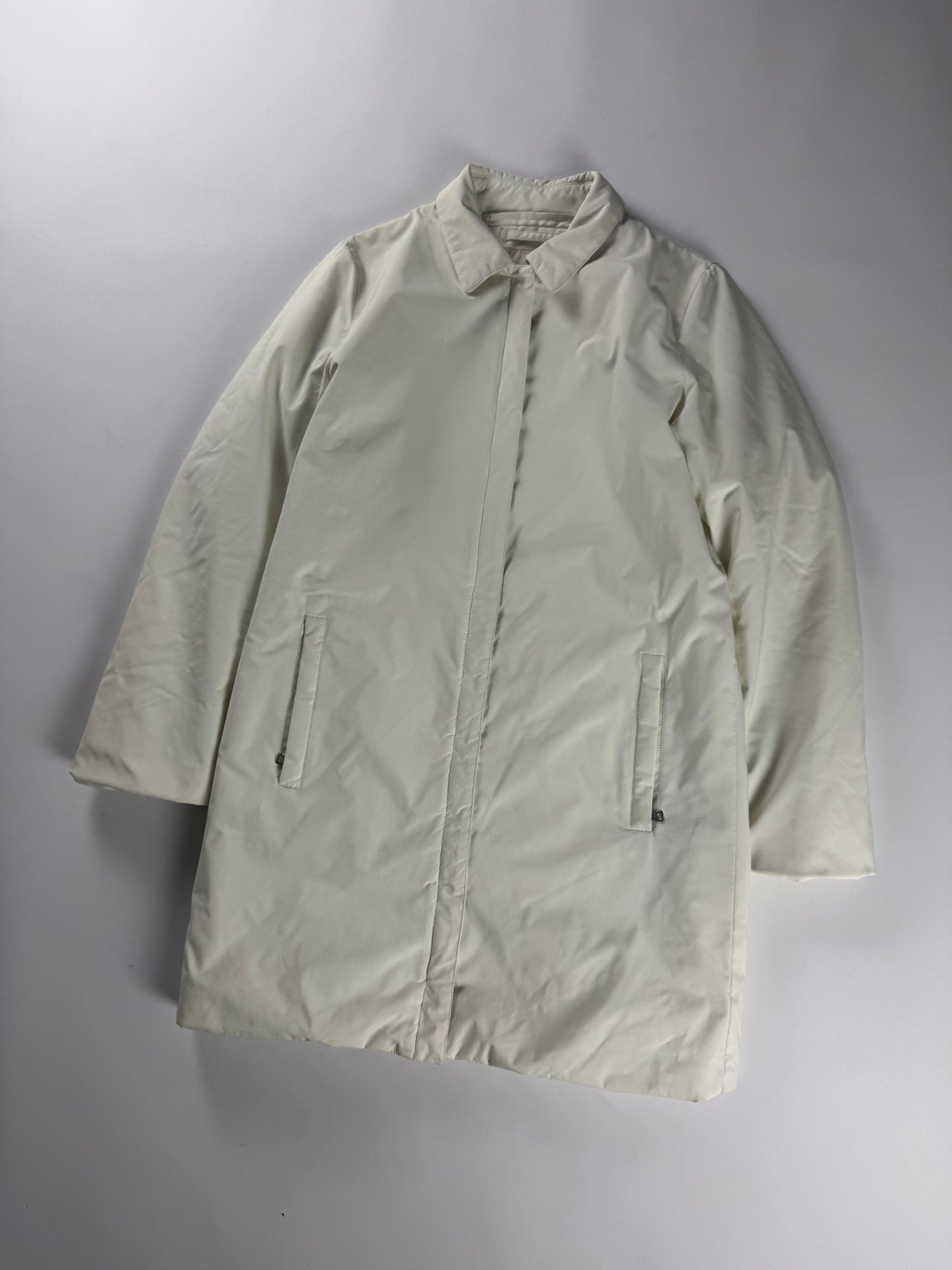 Prada White Nylon Wind Stopper Coat SS 2008 - S