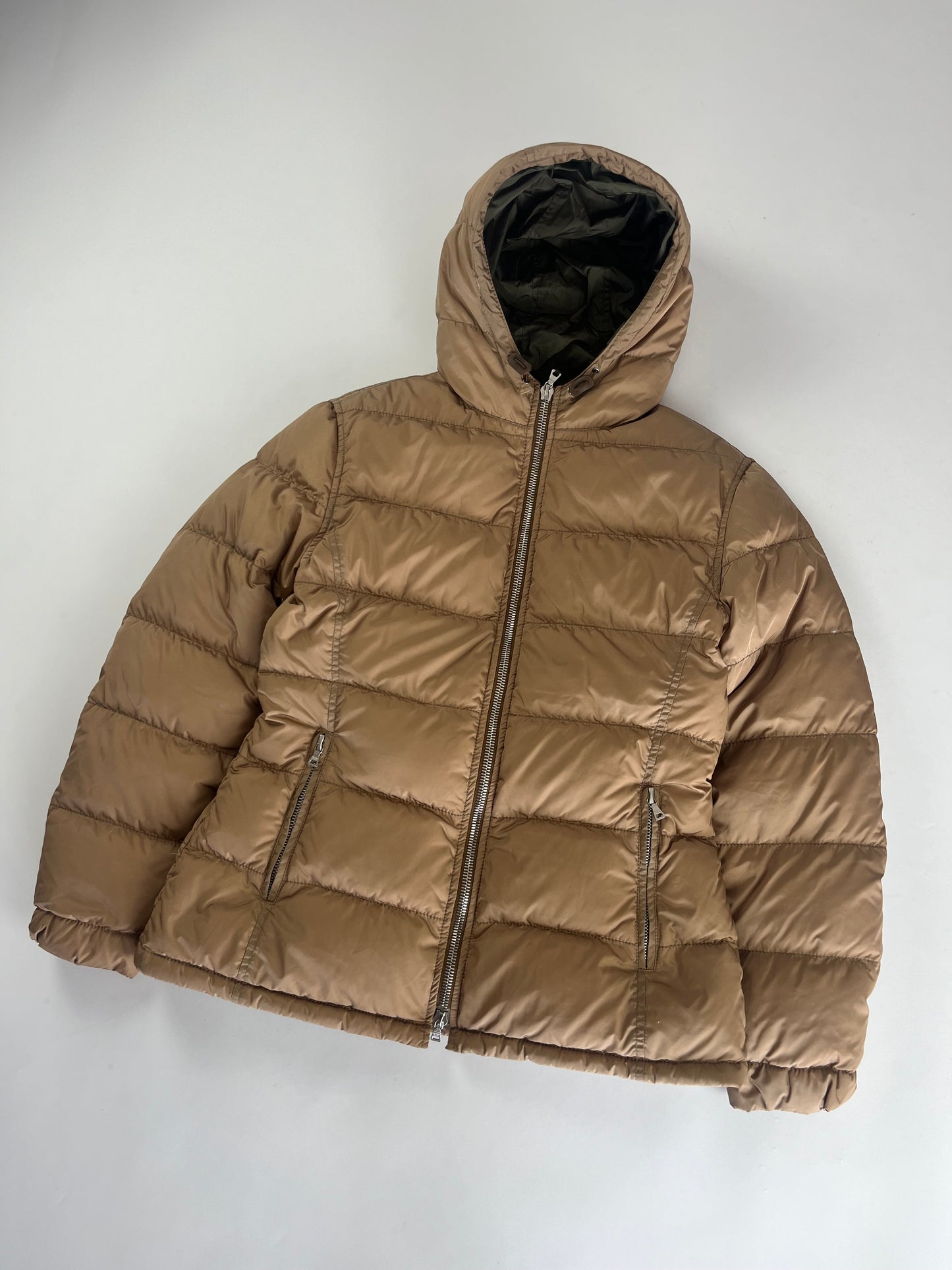 Prada Camel Nylon Puffer Jacket 2000s - S