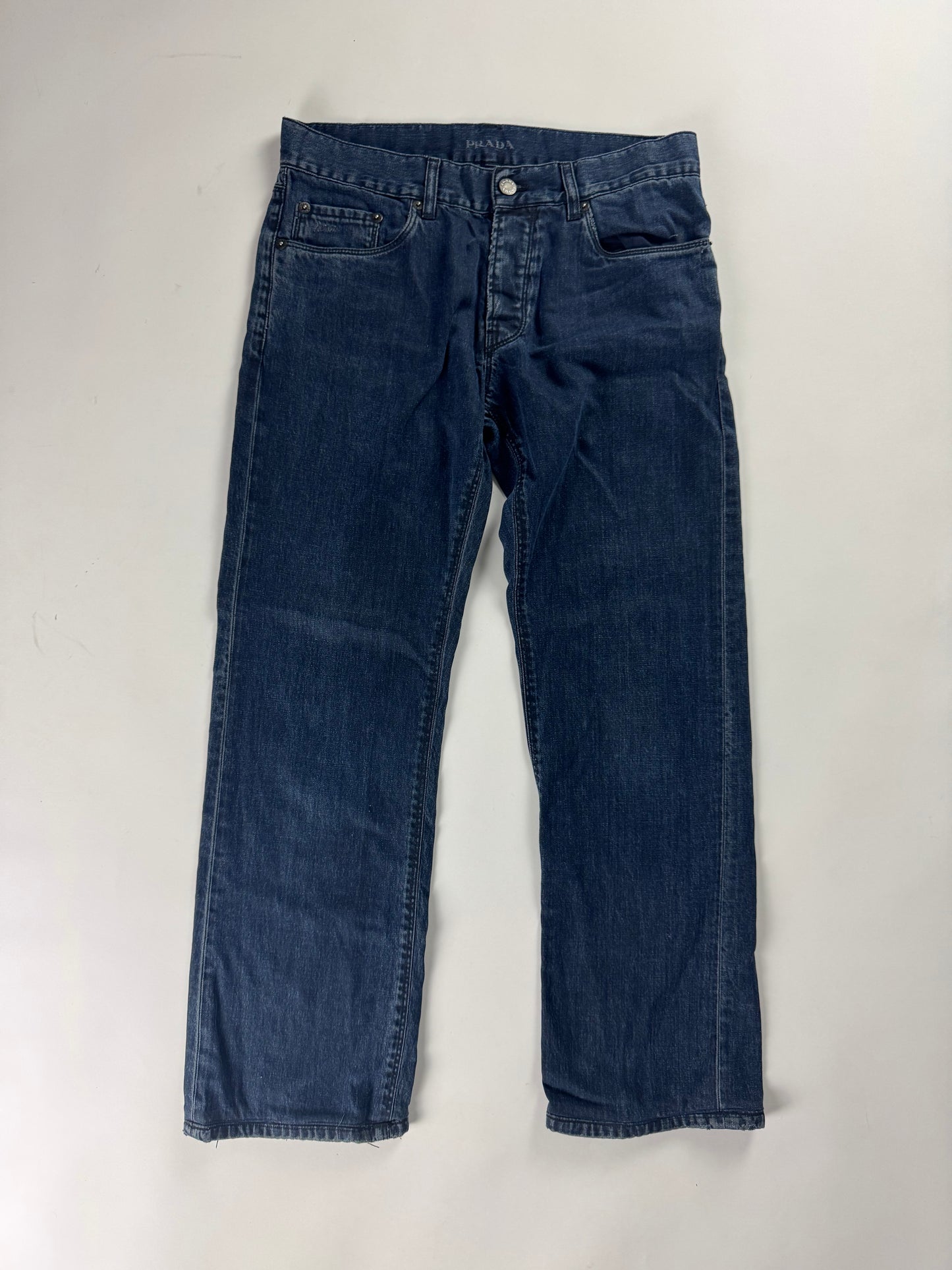 Prada Mainline Blue Straight Cotton Pants SS 2008 - 30 US