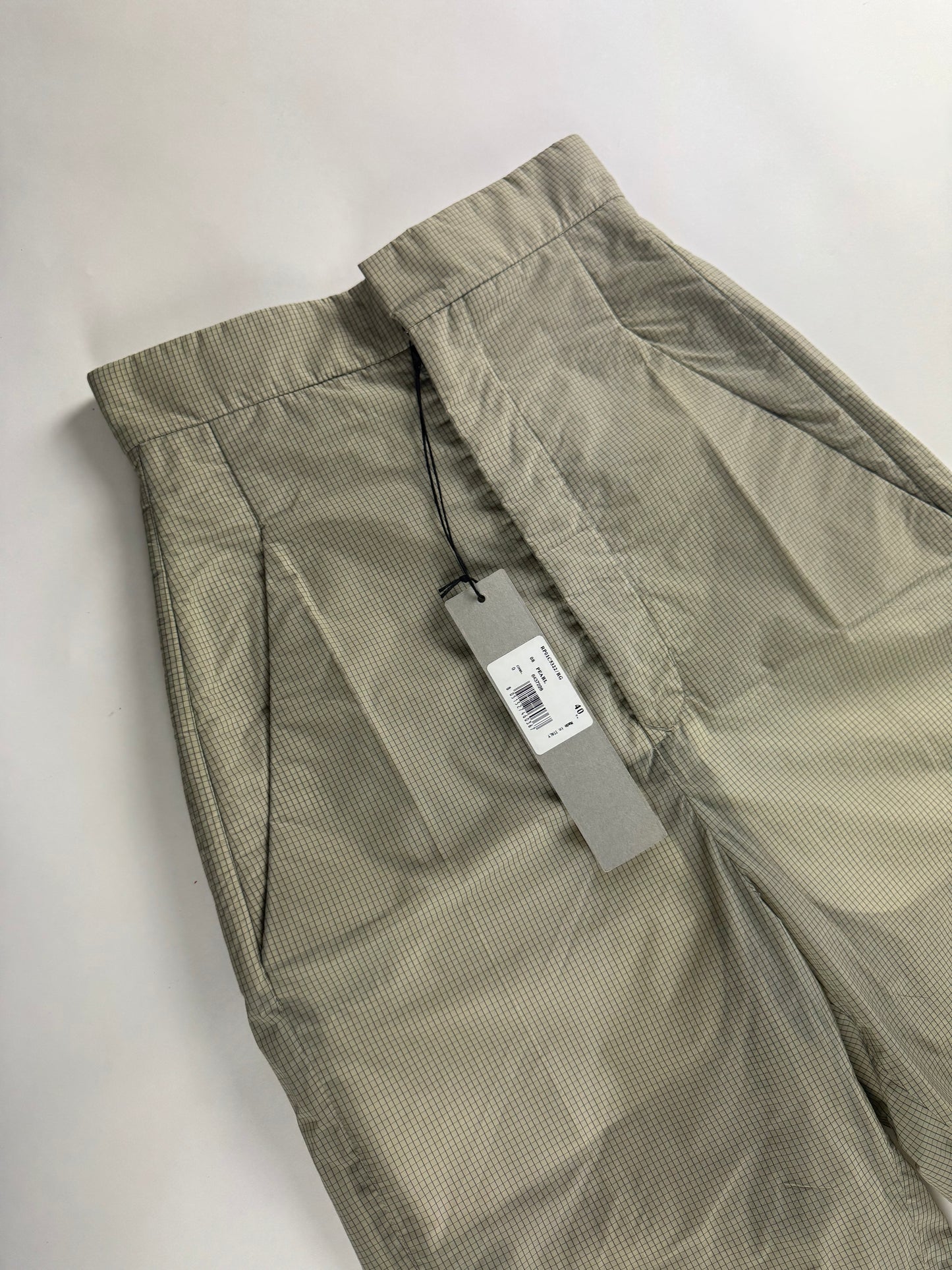 Rick Owens High Waisted Beige Micro Check Trousers - S