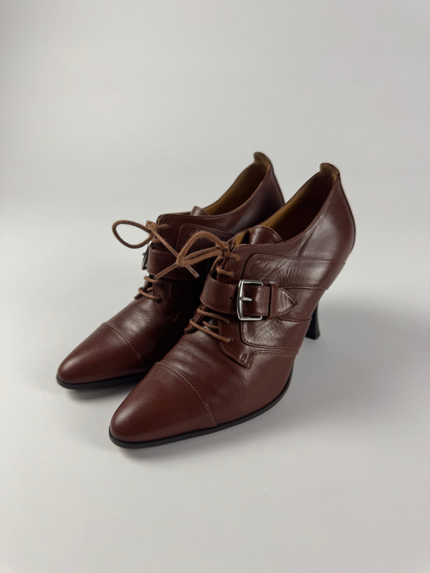 Hermès Oxford Lace Up Heels Leather Pumps 2010s - 35,5 EU
