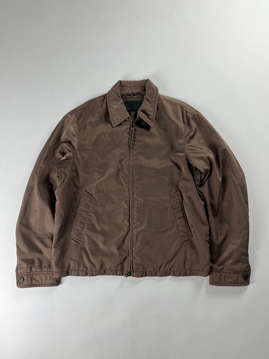 Prada Brown Nylon Double Zipper Trucker Jacket 2000s - L
