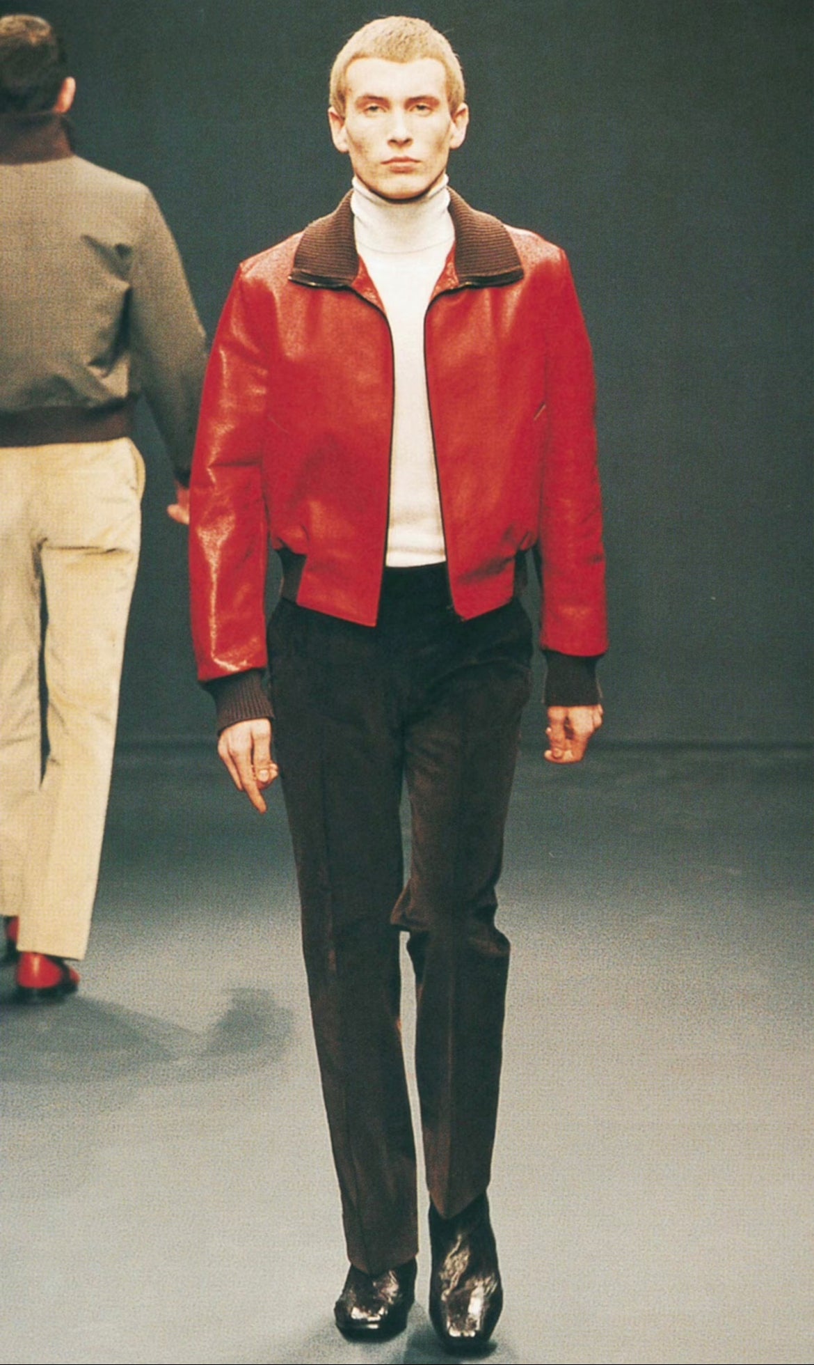 Prada Premium Red Leather Bomber Jacket FW 2000 - M