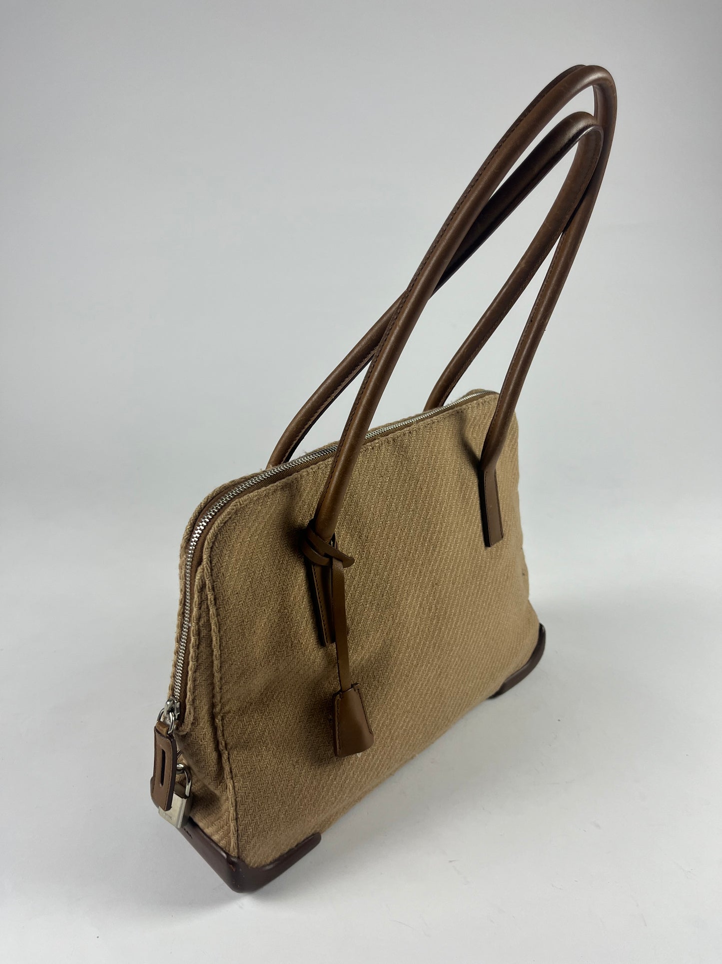 Prada Leather Camel Tweed Bag FW 1999 - OS