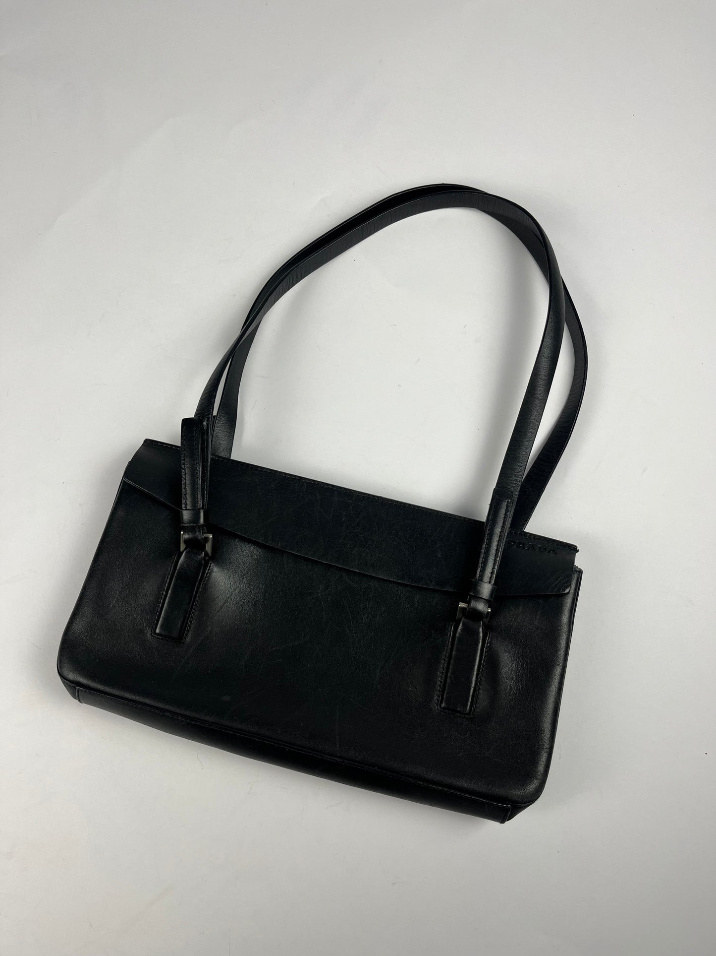 Prada Black Leather Baguette Bag SS 1999 - OS