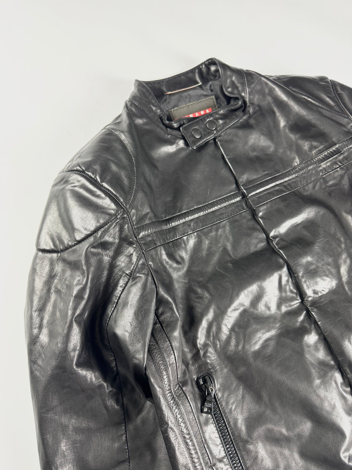 Prada Milano Black Leather Motorcycle Jacket FW 2007 - M