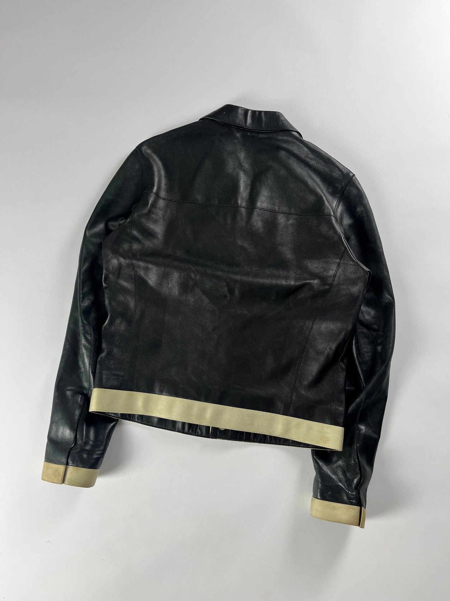 Prada Black Artisanal Leather Premium Jacket SS 1999 - M