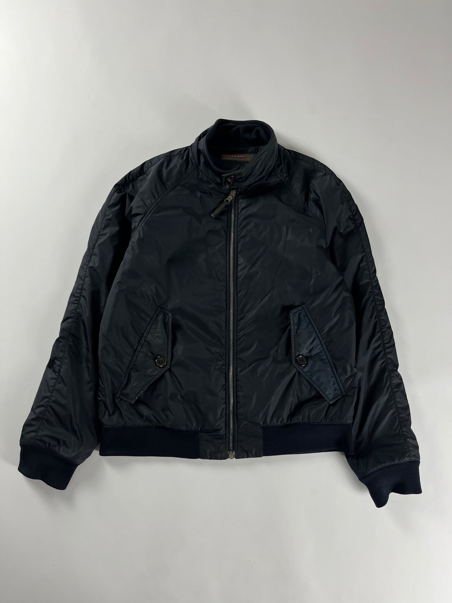 Prada Navy Double Buttoned Collar Bomber Jacket 2000s - L