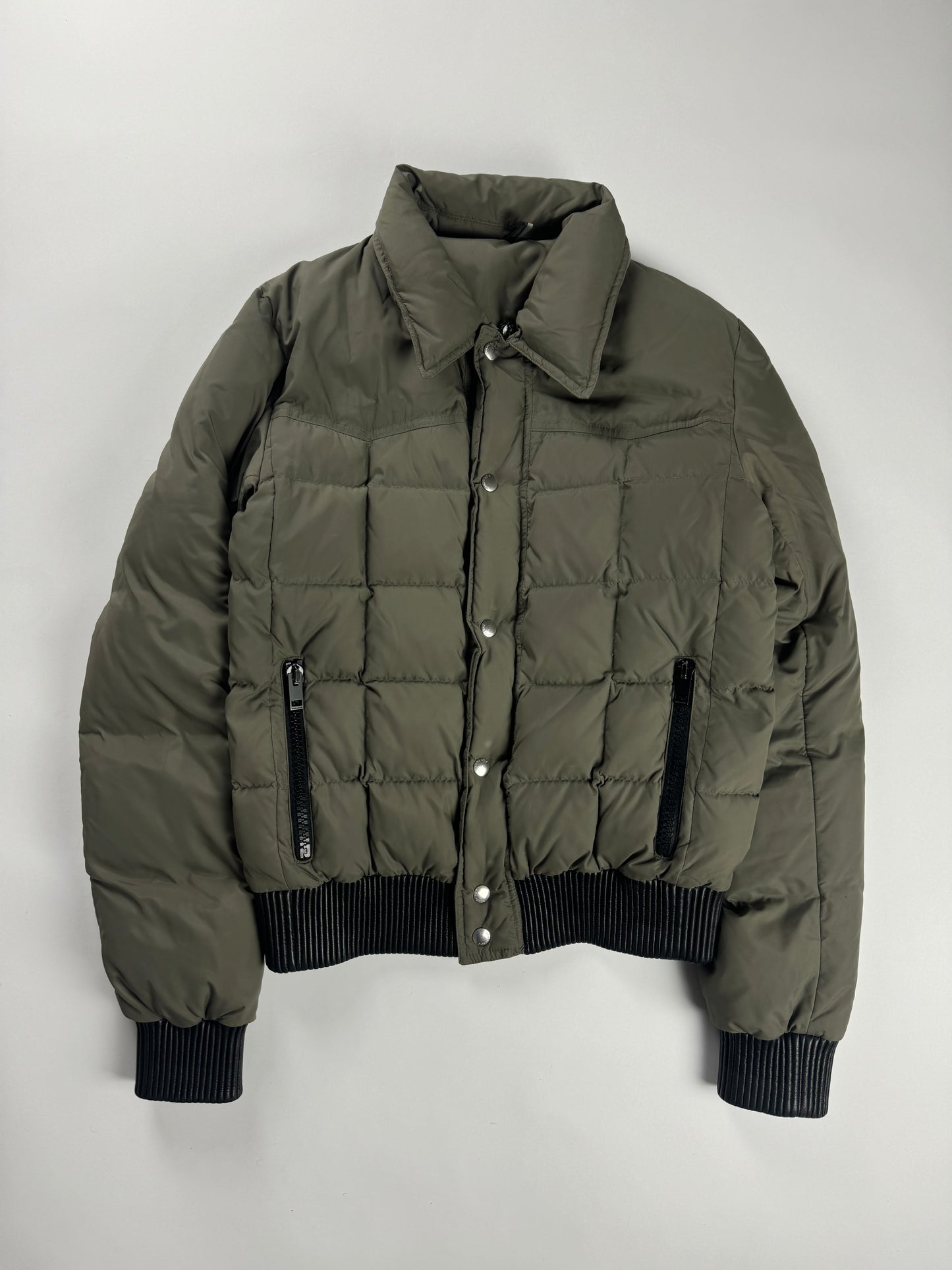 Dior Homme Sample "In The Morning" Hedi Slimane Leather Rib Puffer Jacket FW 2005 - M