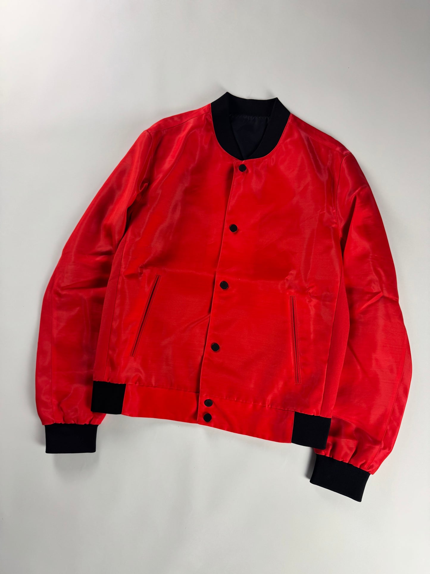 Balenciaga Alexander Wang Red Silk Bomber Jacket SS 2013 - M