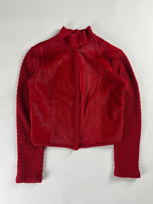 Celine Sample Red Pony Hair Cashmere Jacket FW 1999 - XS