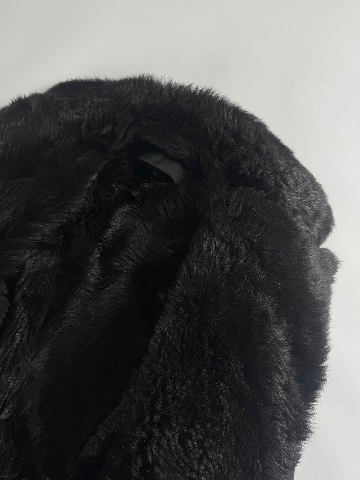 Prada Dark Fur Trimmed Double Breasted Sheepskin Leather Coat 2000s - S