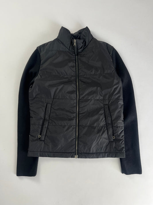 Prada Nylon Hybrid Wool Sleeve Zipper Jacket - S