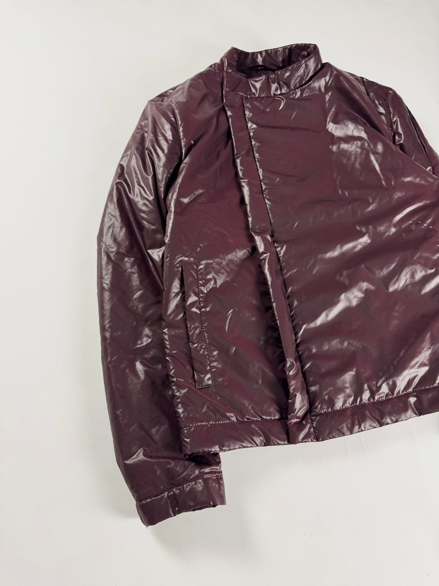Louis Vuitton Glass Burgundy Asymmetrical Zip Nylon Jacket 2000s - S