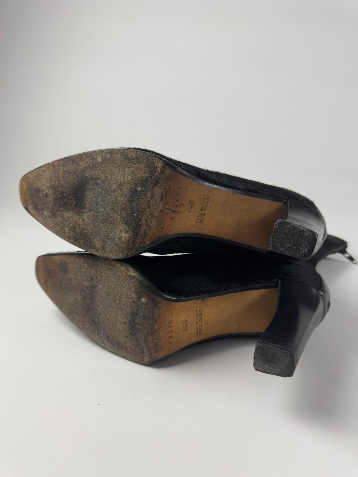Celine Black Pony Hair Heel Ankle Boots 2000s - 38,5 EU
