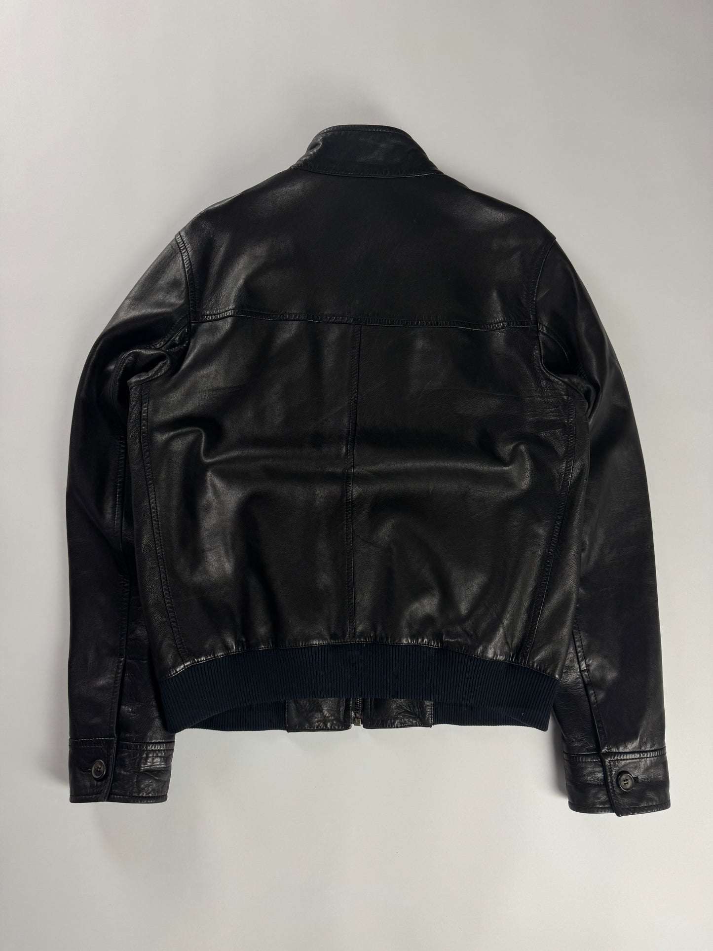 Prada Black Leather Harrington Bomber Jacket FW 2006 - M