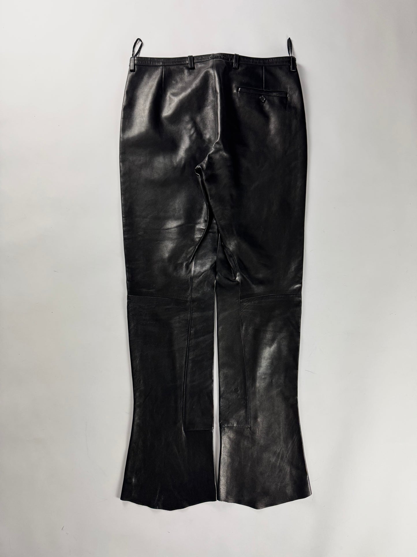 Prada Milano Dark Leather Flare Pants FW 2001 - M
