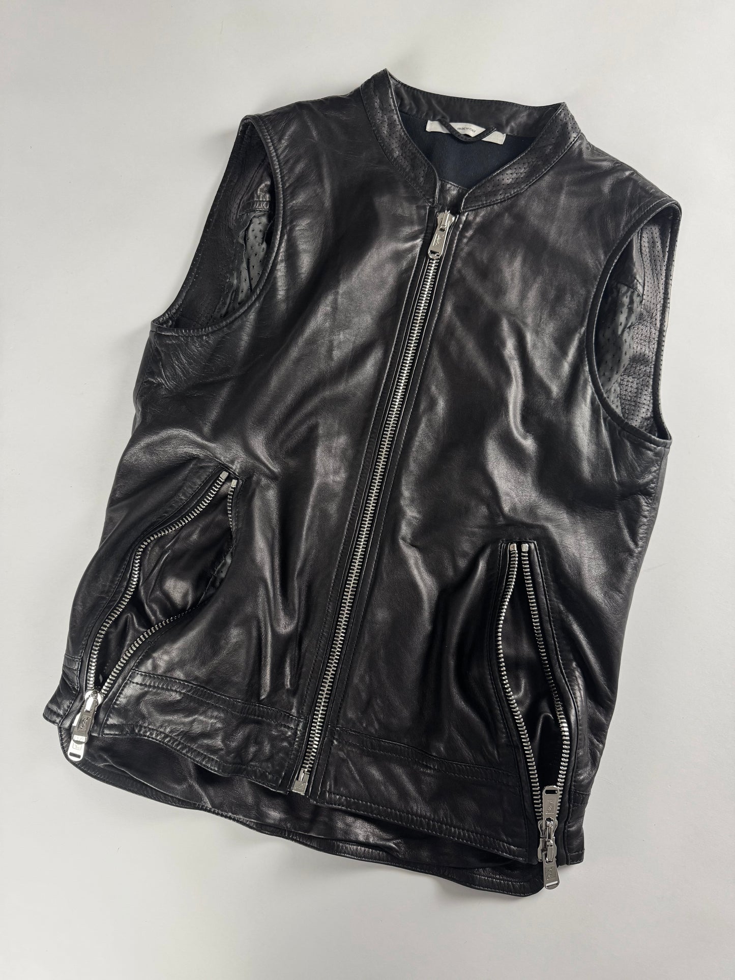 Yves Saint Laurent Double Side Zipper Dark Leather Vest 2010s - XS