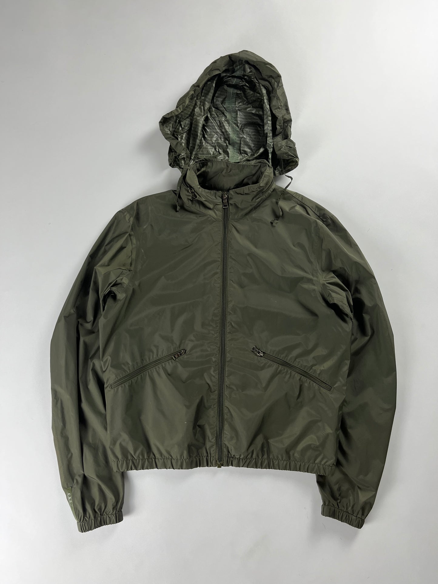 Prada Khaki Nylon Convertible Hood Utility Jacket SS 2010 - M