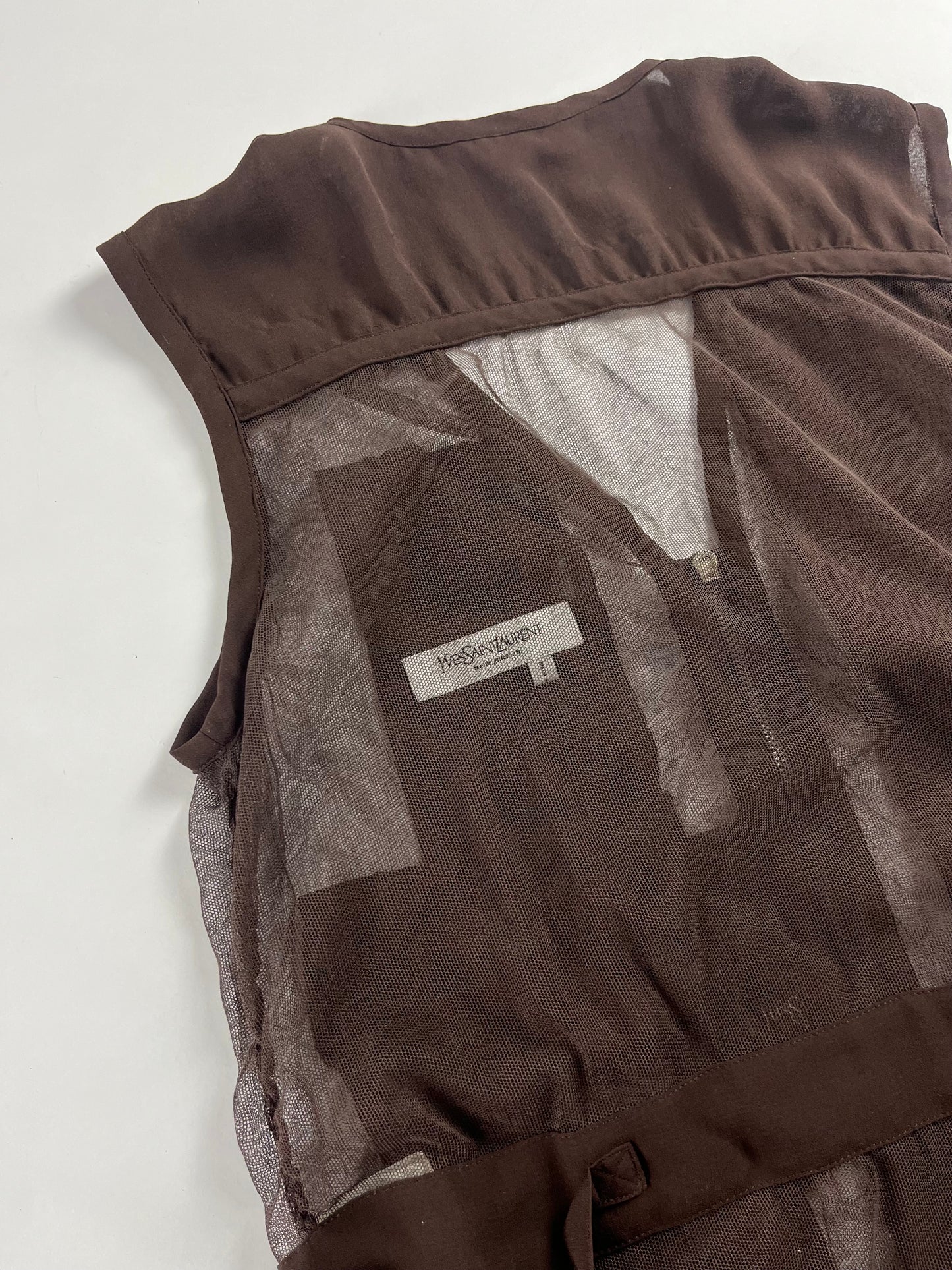 Yves Saint Laurent Tom Ford Brown Silk Cargo Vest SS 2002 - S