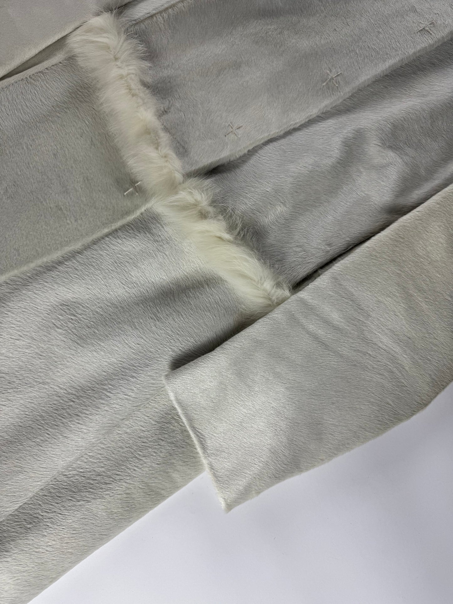 Prada White Heaven Fur Trimmed Pony Hair Leather Coat 1990s - S