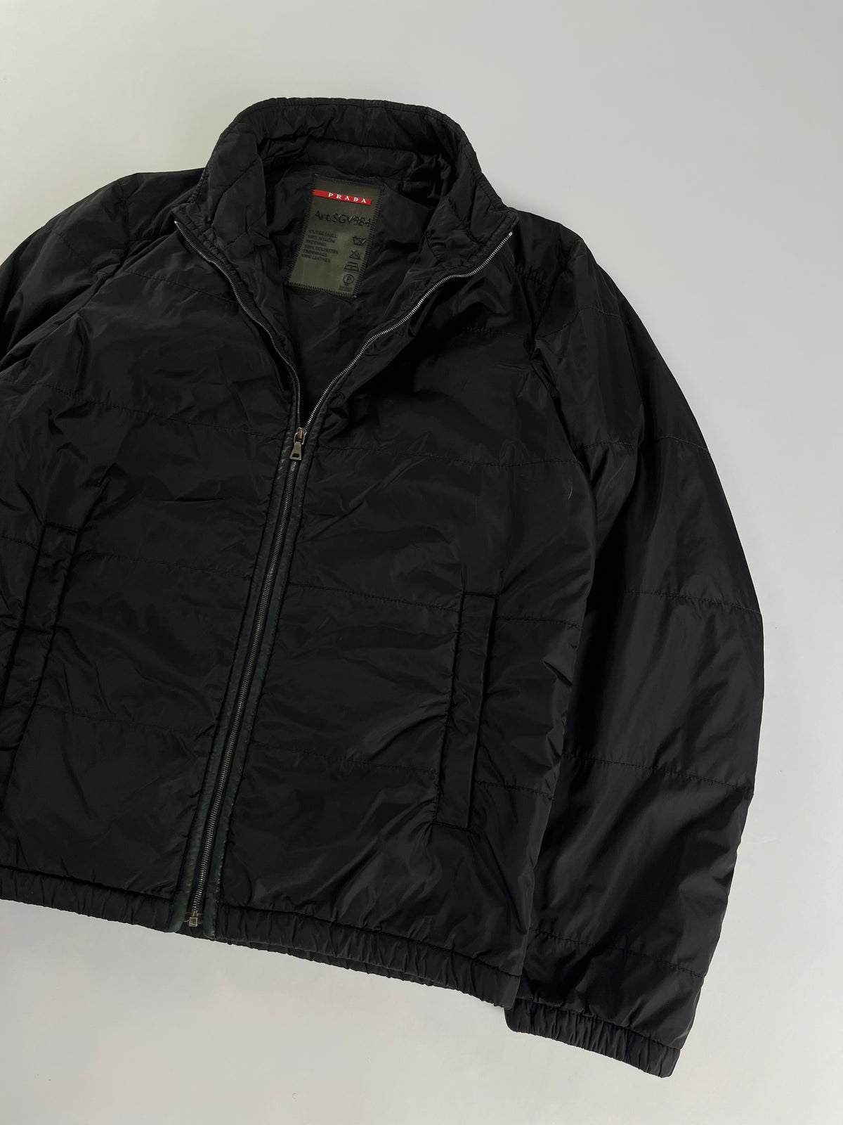 Prada Black Nylon Light Leather Trimmed Jacket FW 2008 - M