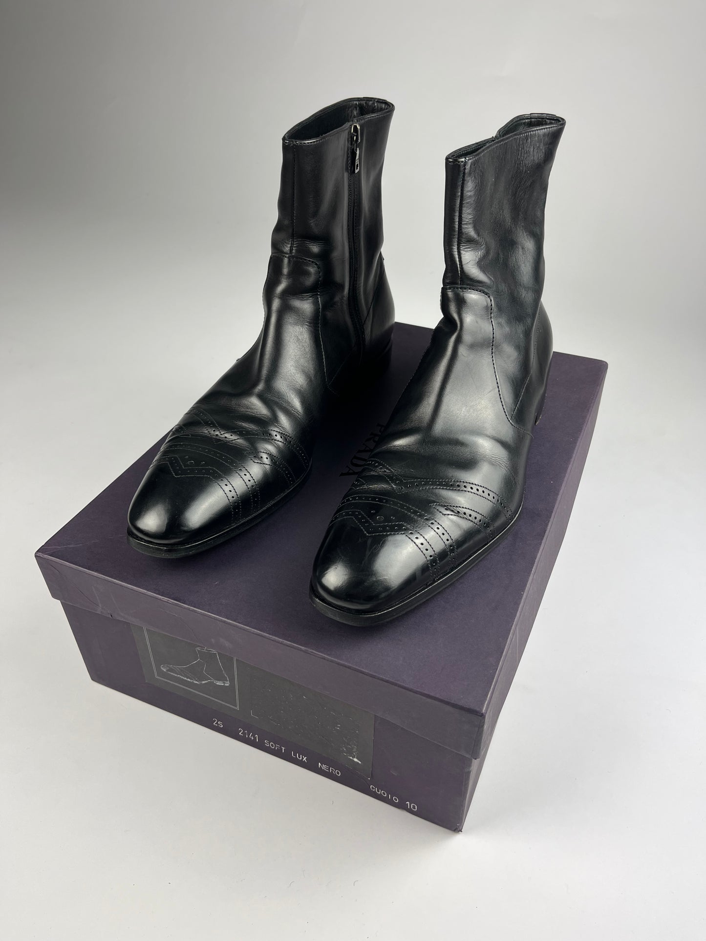 Prada Black Leather Chelsea Ankle Boots 2000s - 45 EU