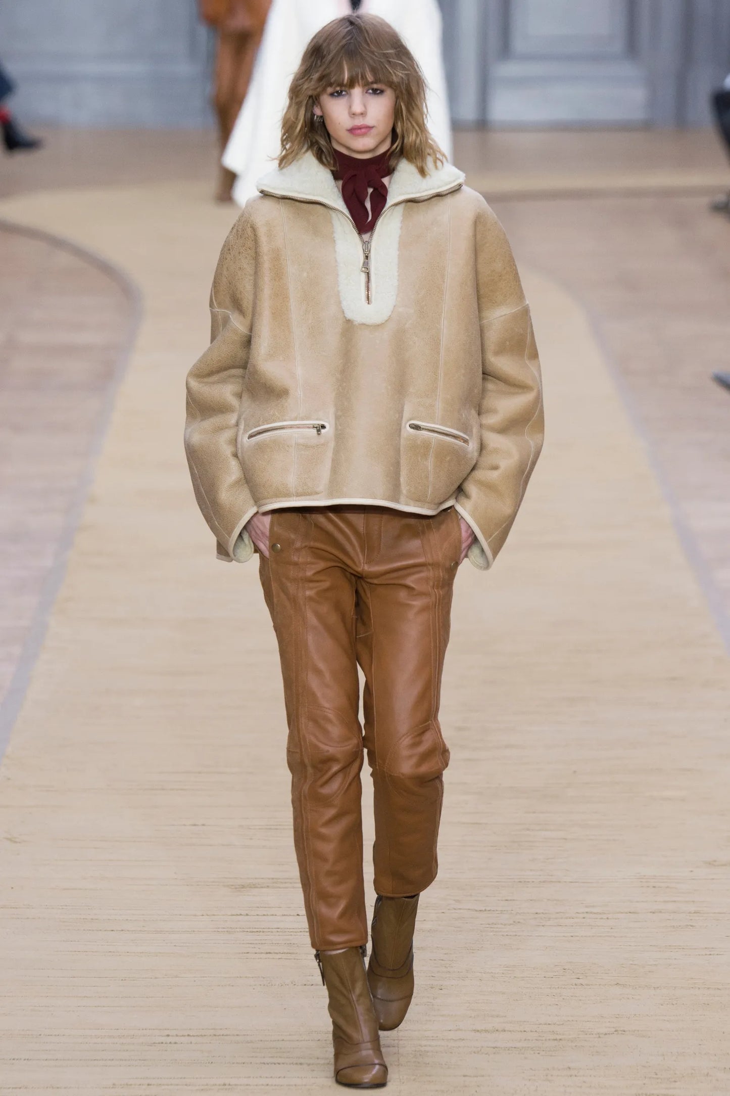 Chloé Brown Premium Cow Leather Moto Pants FW 2016 - S