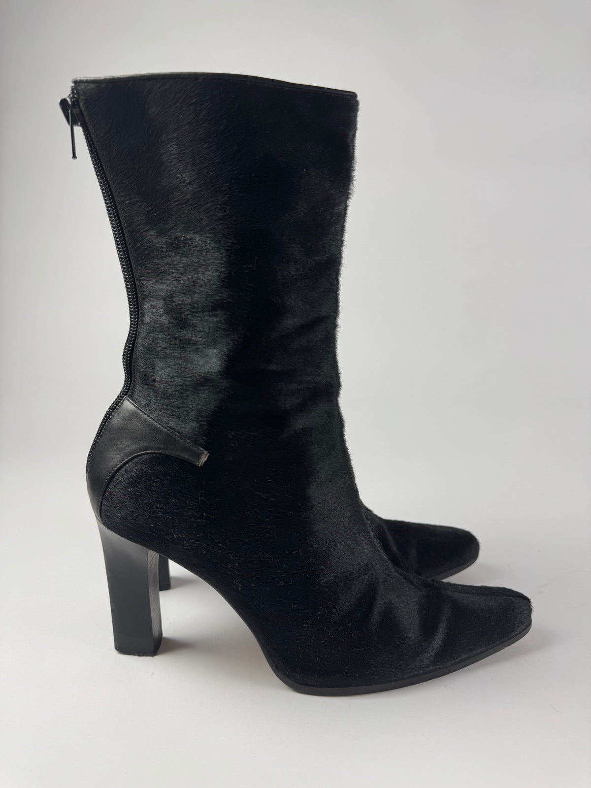 Celine Black Pony Hair Heel Ankle Boots 2000s - 38,5 EU