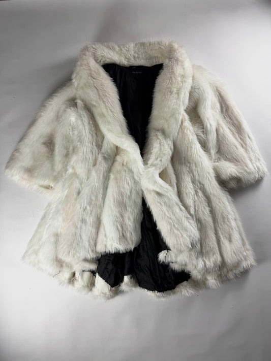 Balenciaga BB Graffiti White Furry Oversize Snow Coat FW 2022 - S