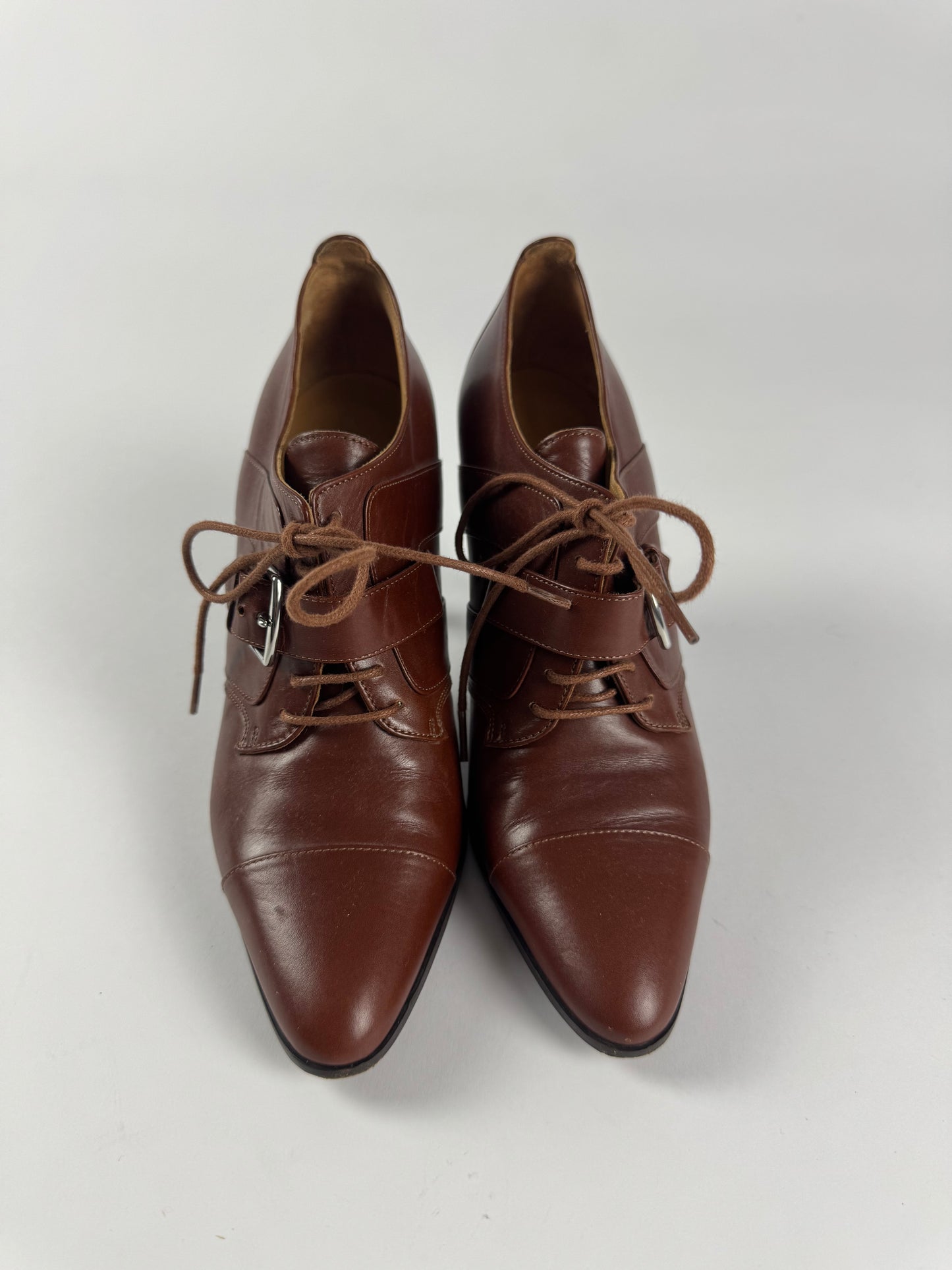 Hermès Oxford Lace Up Heels Leather Pumps 2010s - 35,5 EU