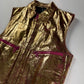Dior Homme Sample Oro Fluxia Gold Crinkled Metallic Fuchsia Zip Trim Leather Sleeveless Jacket SS 2009 - M