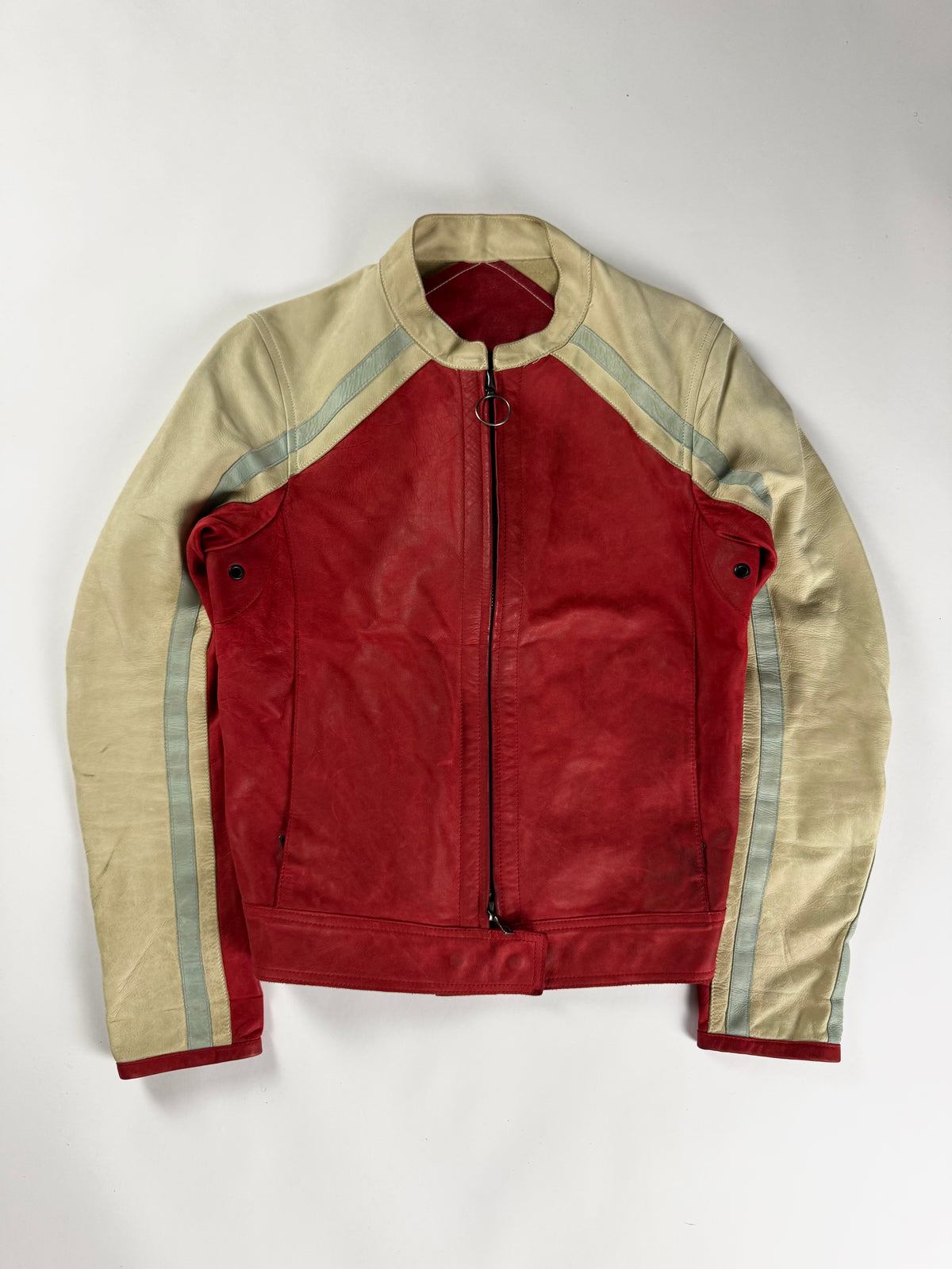 Prada Sample Red Cream Fusion Racer Jacket SS 2002 - XS