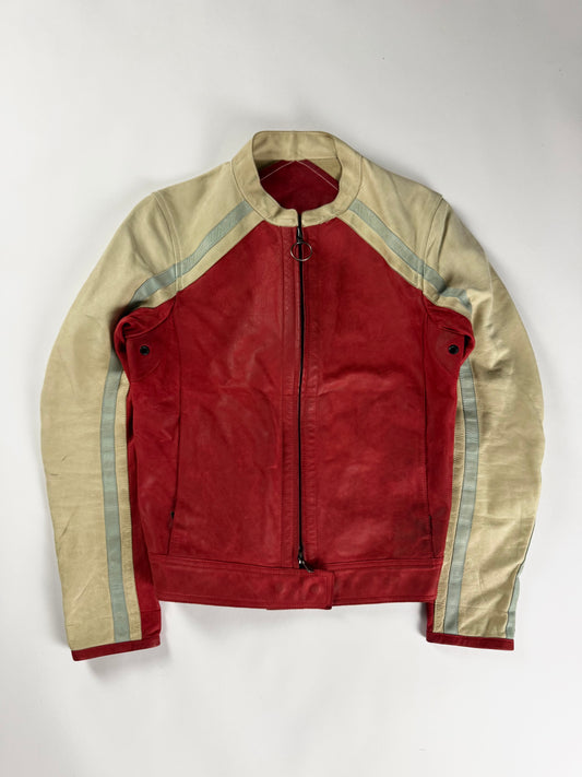 Prada Sample Red Cream Fusion Racer Jacket SS 2002 - XS