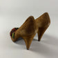 Miu Miu Floral Brown Suede Heels 1990s - 40 IT/41 EU