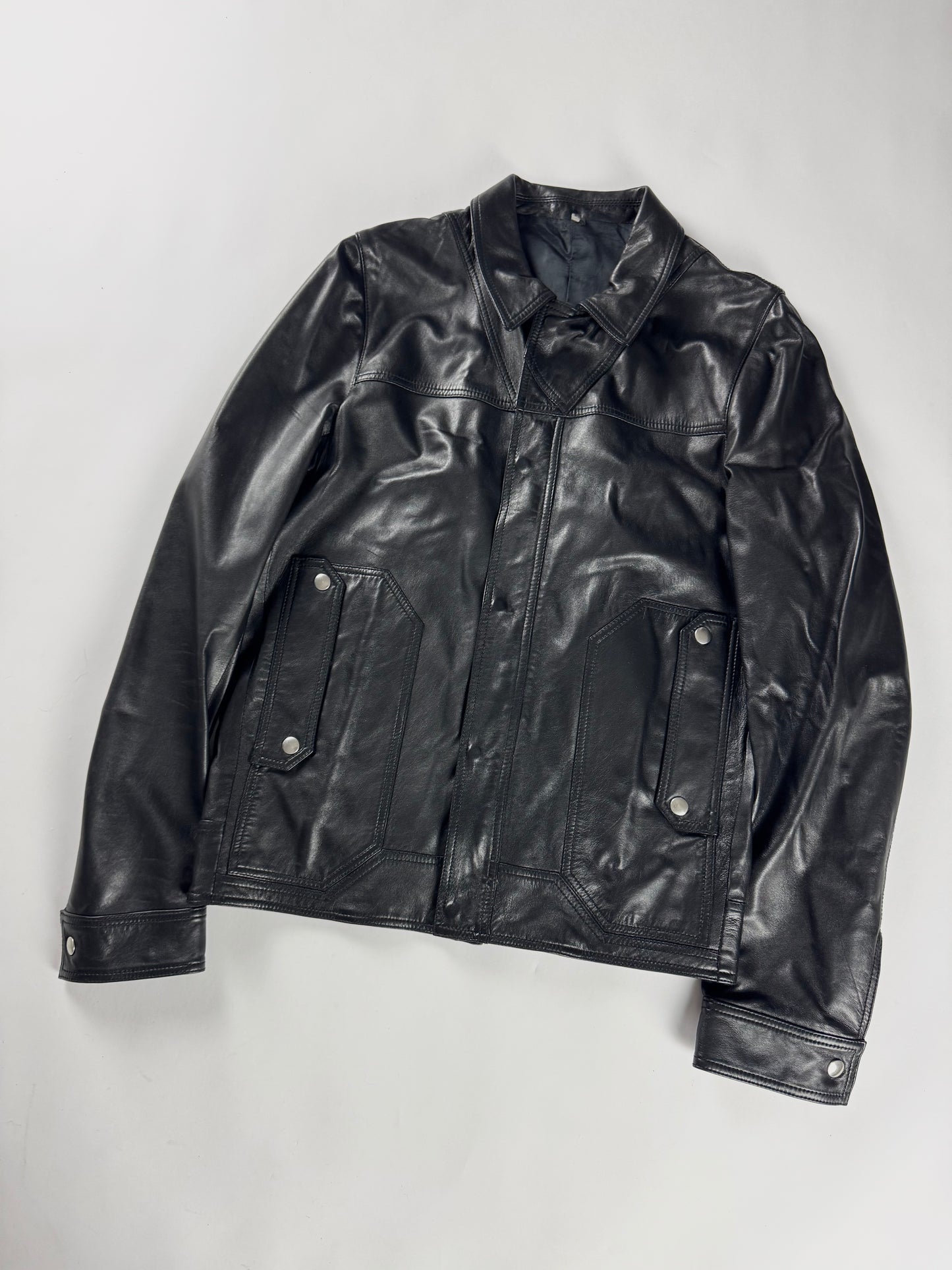 Dior Homme Dark Aviator Leather Trucker Jacket SS 2008 - M