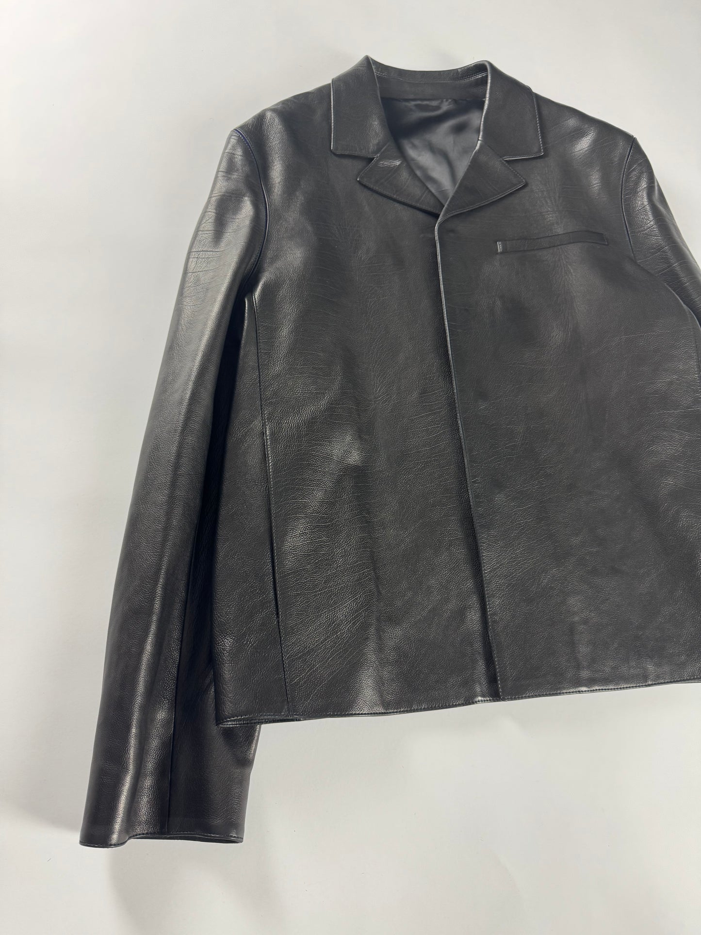 Louis Vuitton Unreleased Blue Neon Minimalist Perfect Tailored Lambskin Leather Jacket SS 2025 - L