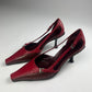 Prada Red Leather Belted Pumps FW 2000 - 37 IT/38 EU