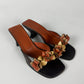 Prada Leather Floral Embellishment Square Toe Heel Mules 1990s - 38 IT/39 EU