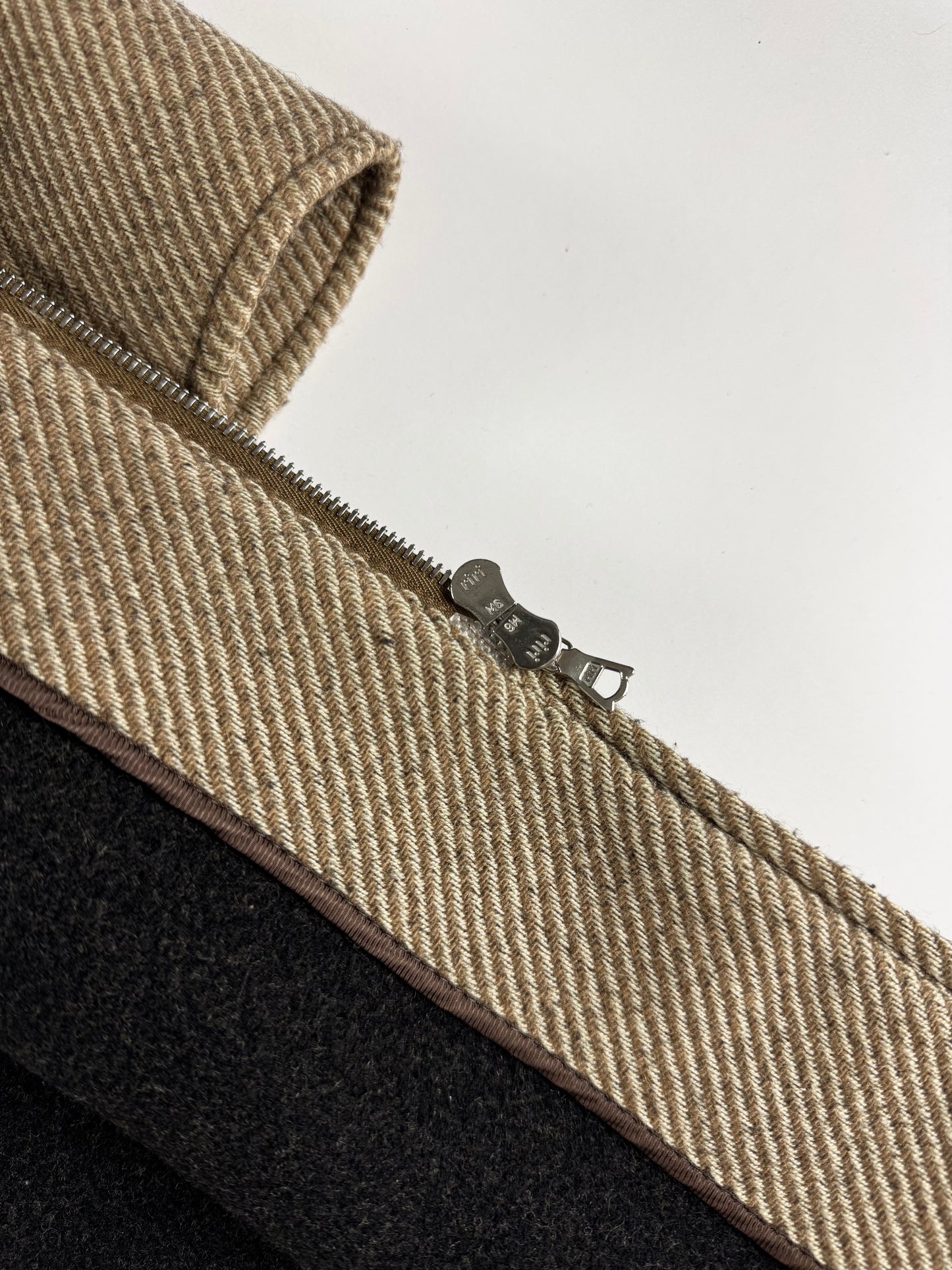Miu Miu Prada Taupe Wool Twill Belted Long Zipped Coat FW 2000 - S