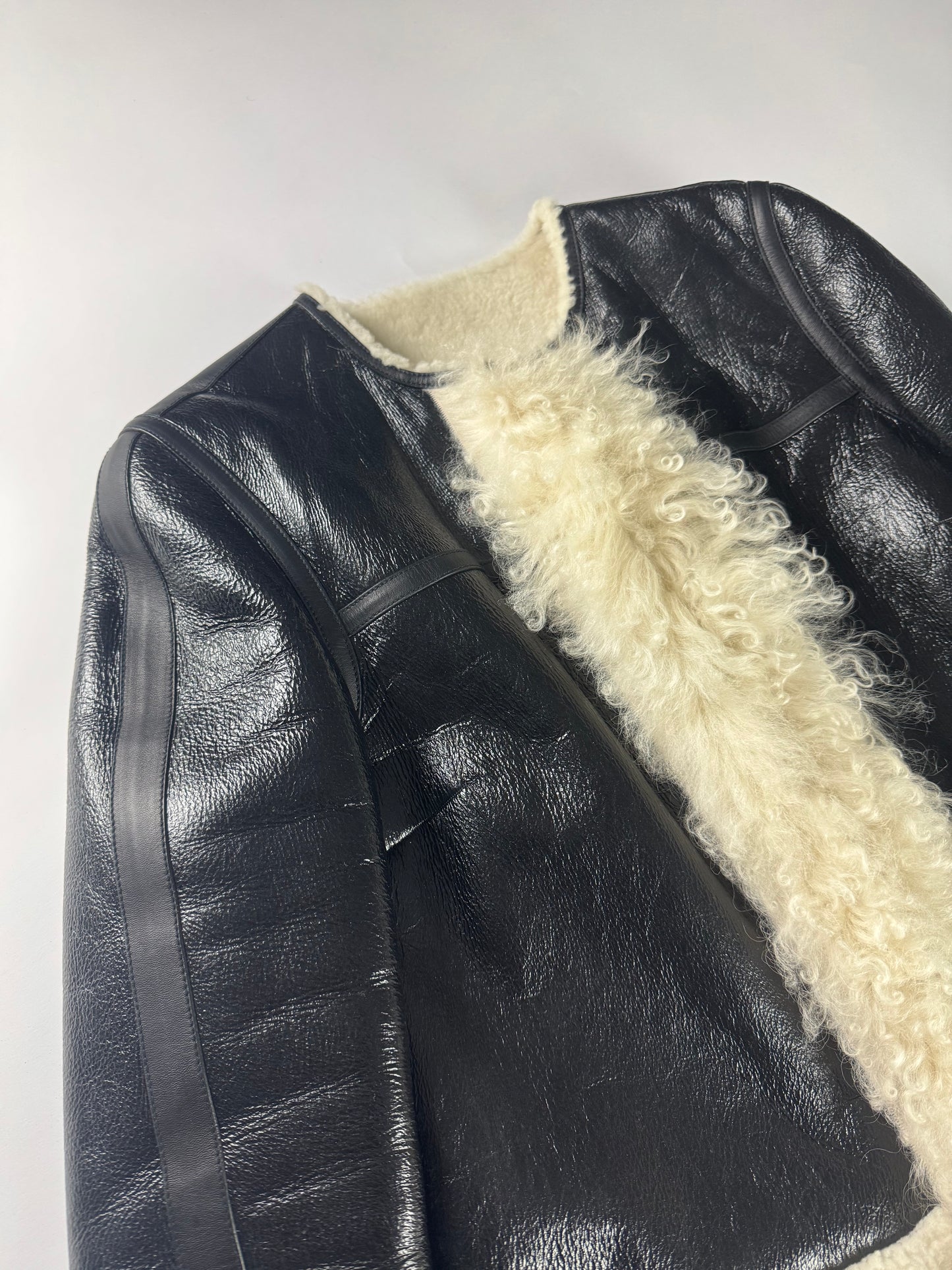 Louis Vuitton Nicolas Ghesquière Shearling Fur Trimmed Coat FW 2015 - S
